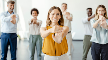 Gruppe Kollegen beim Teamsport